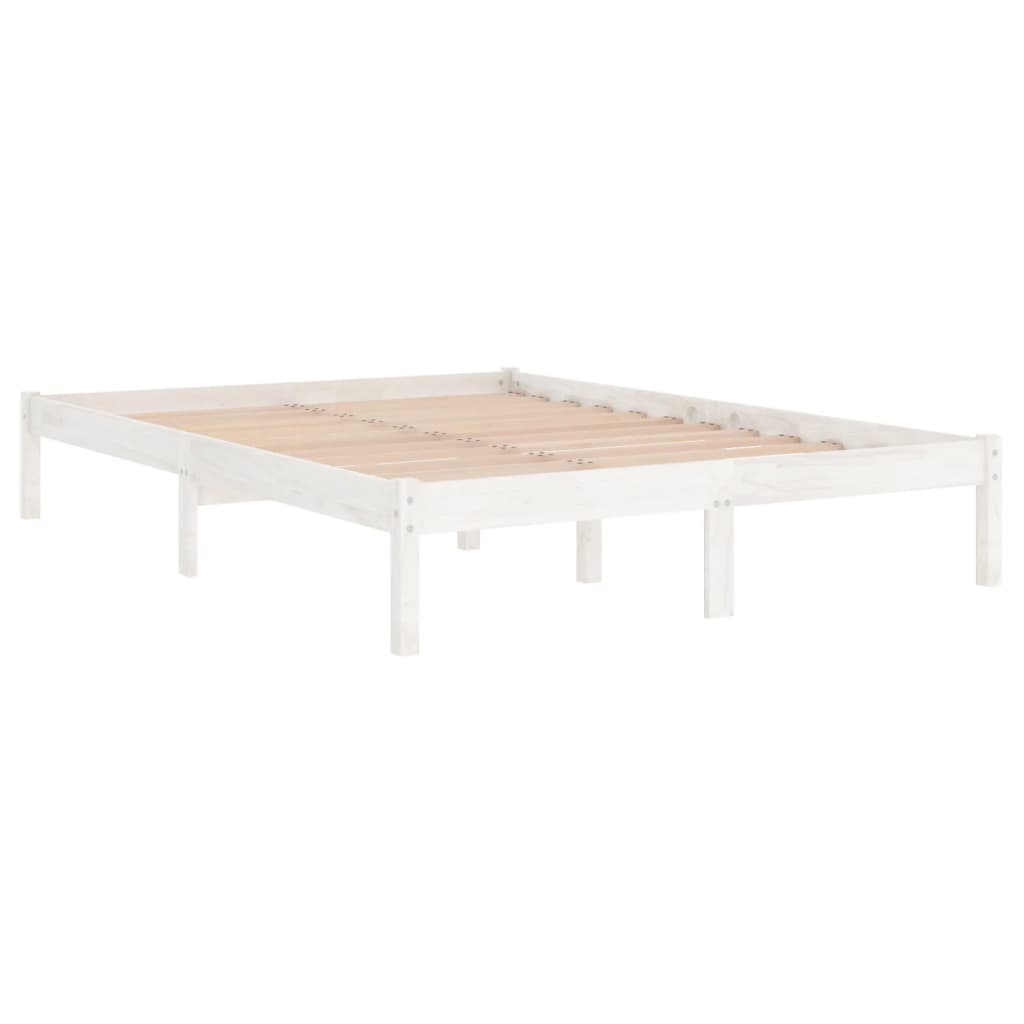 Cadre de lit sans matelas blanc bois massif 160x200 cm - XIOS