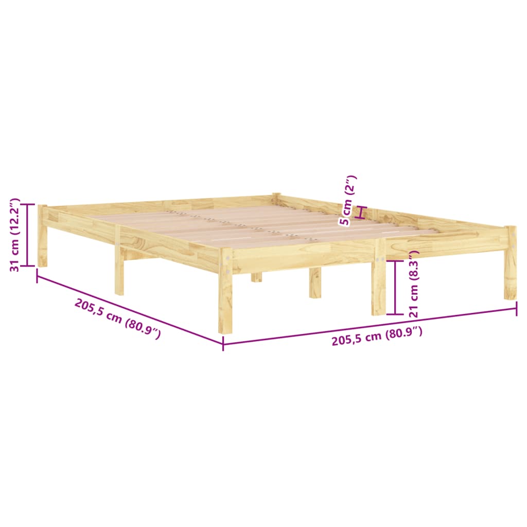 Cadre de lit sans matelas bois massif 200x200 cm - XIOS