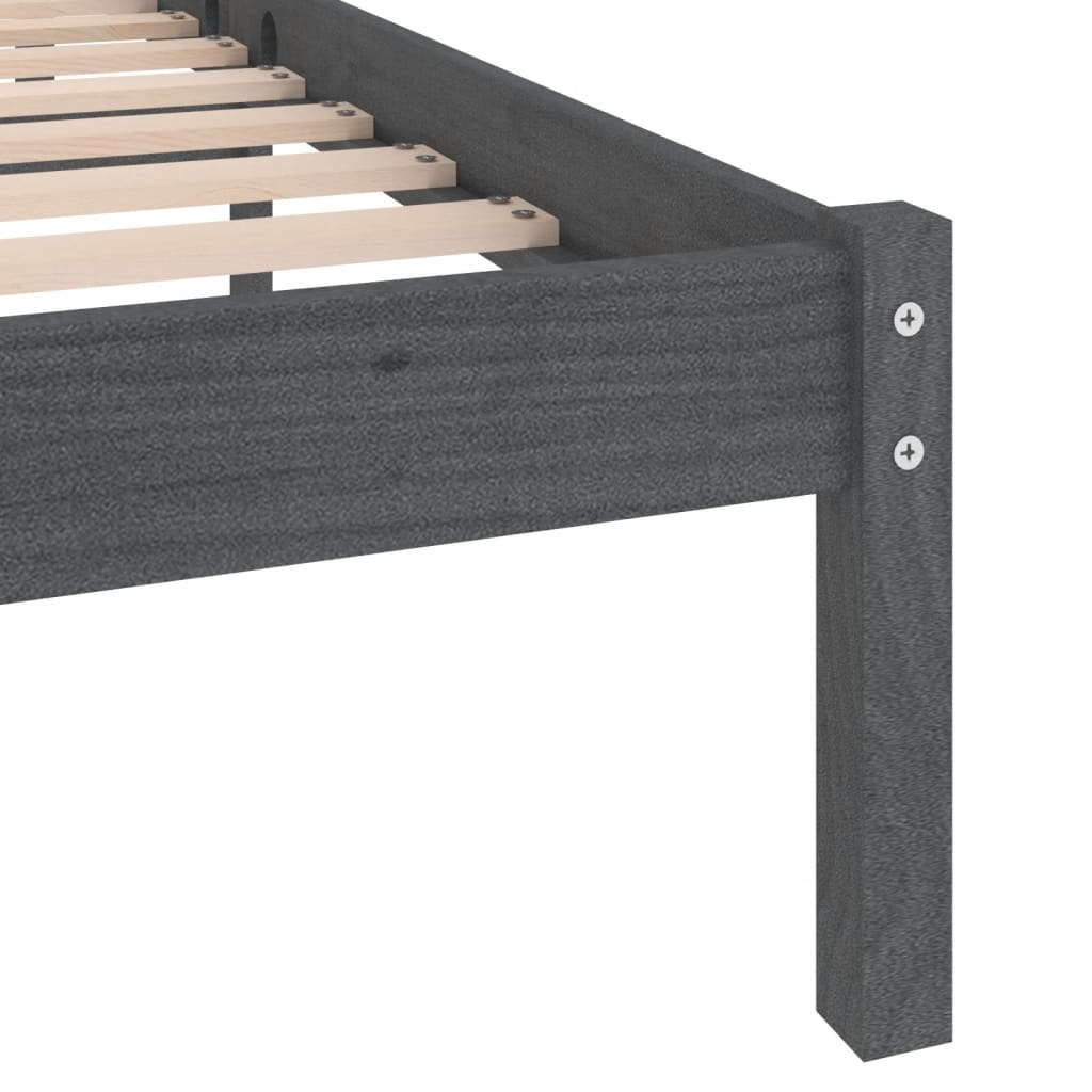 Cadre de lit sans matelas gris bois massif 200x200 cm - XIOS