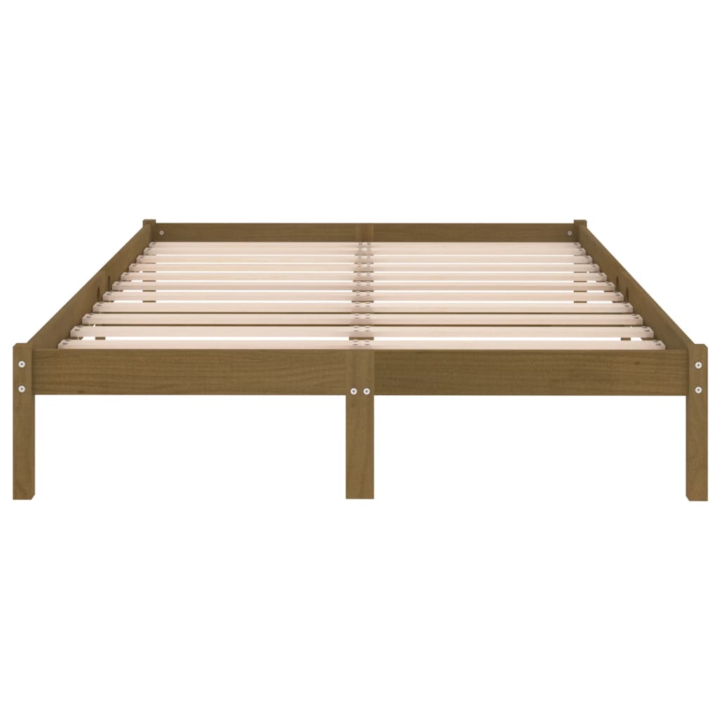 Cadre de lit sans matelas marron miel bois massif 200x200 cm - XIOS
