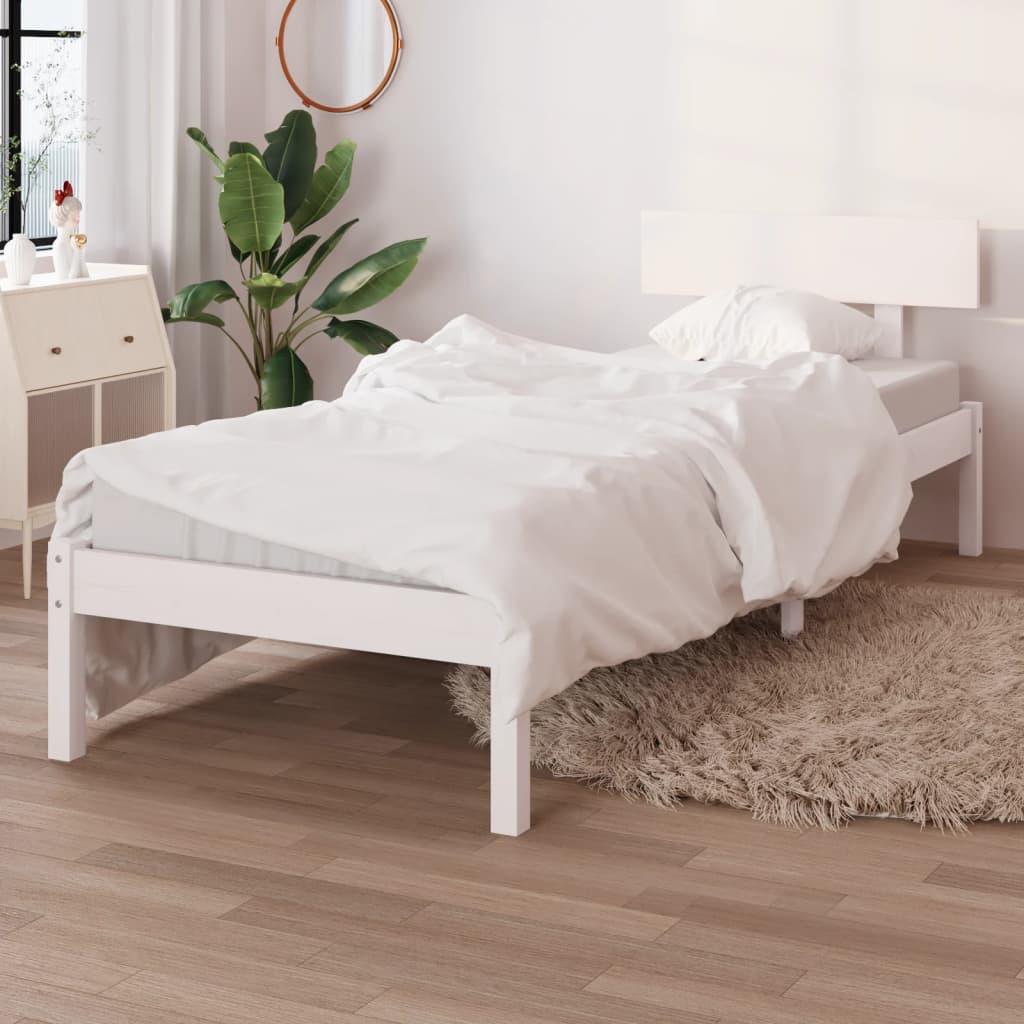 Cadre de lit sans matelas blanc bois massif - XIOS