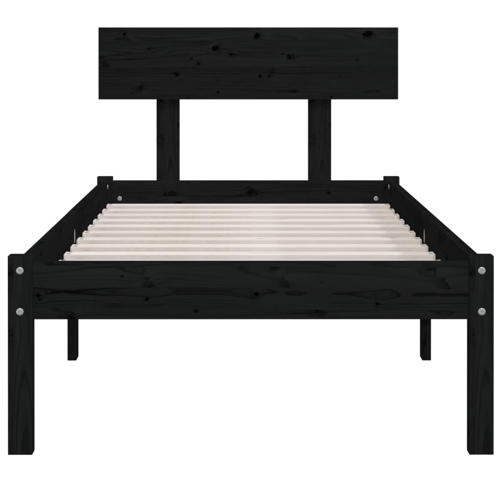 Cadre de lit sans matelas noir bois massif - XIOS