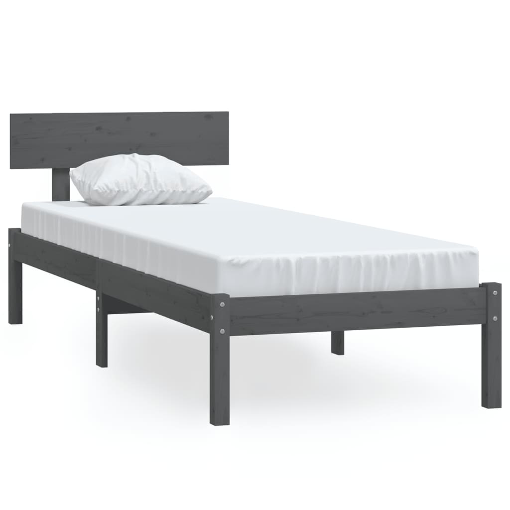 Cadre de lit sans matelas gris bois de pin massif - XIOS