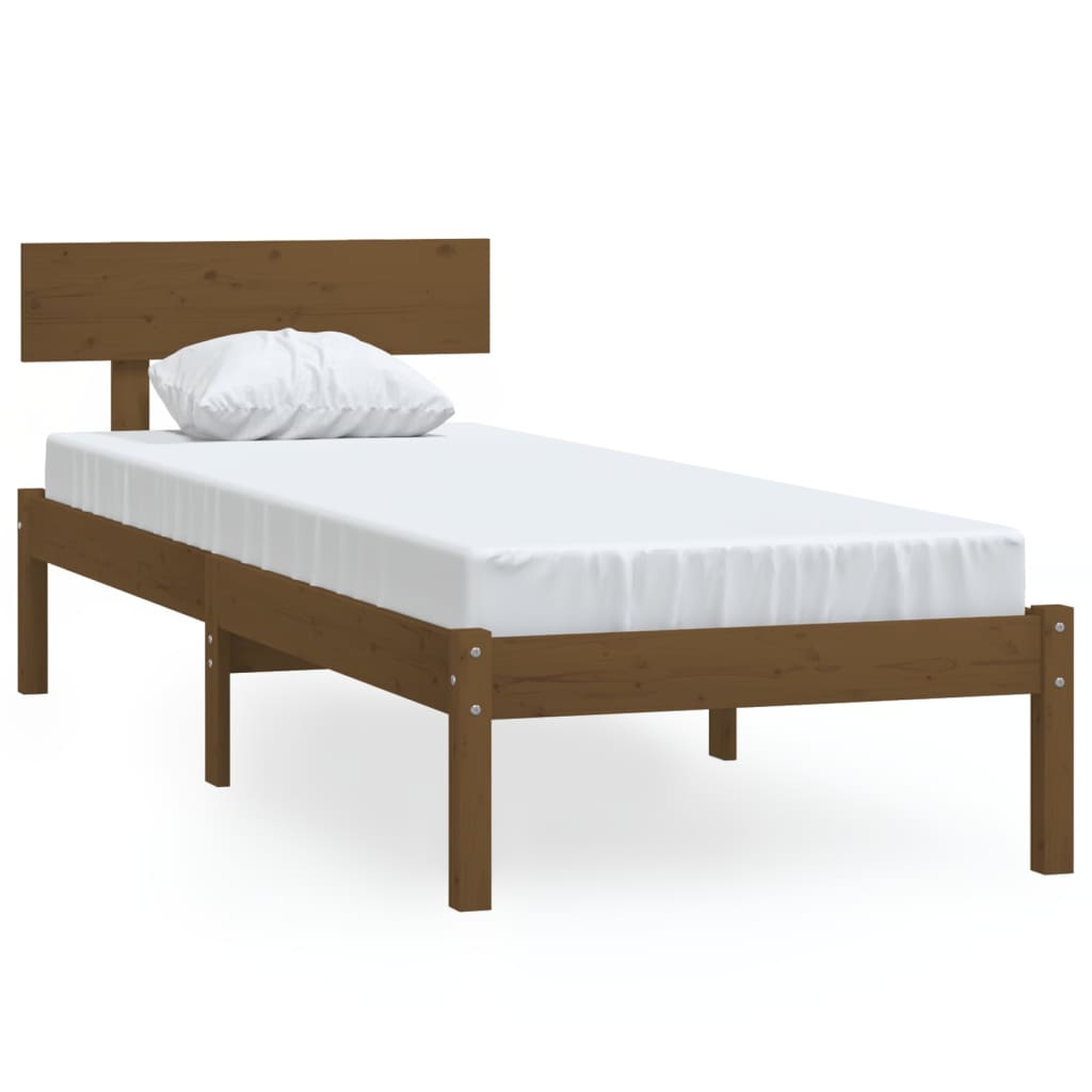 Cadre de lit sans matelas marron miel bois de pin massif - XIOS