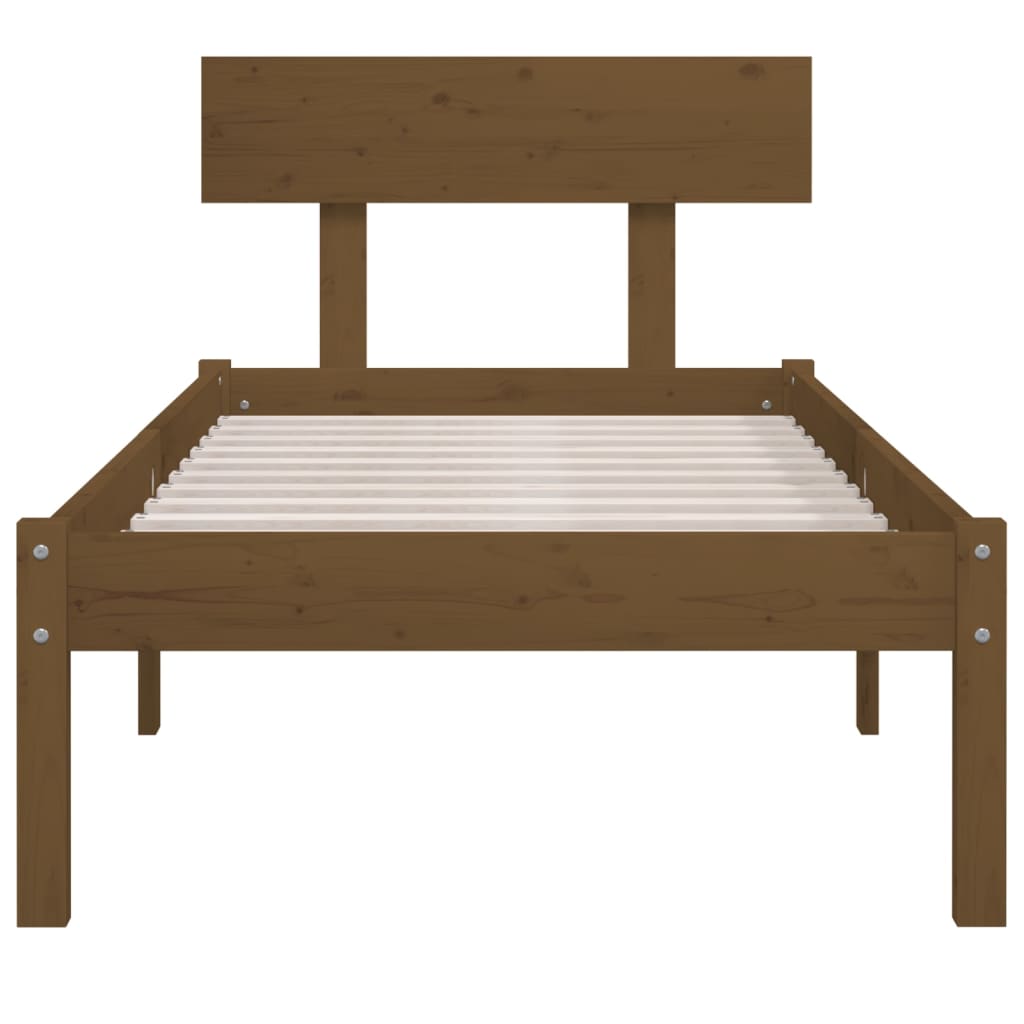 Cadre de lit sans matelas marron miel bois de pin massif - XIOS
