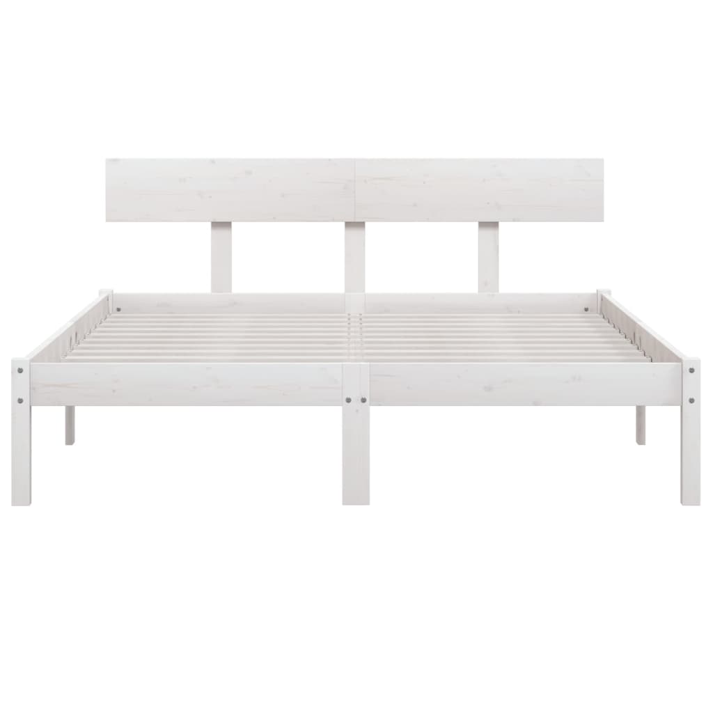 Cadre de lit sans matelas blanc bois massif - XIOS