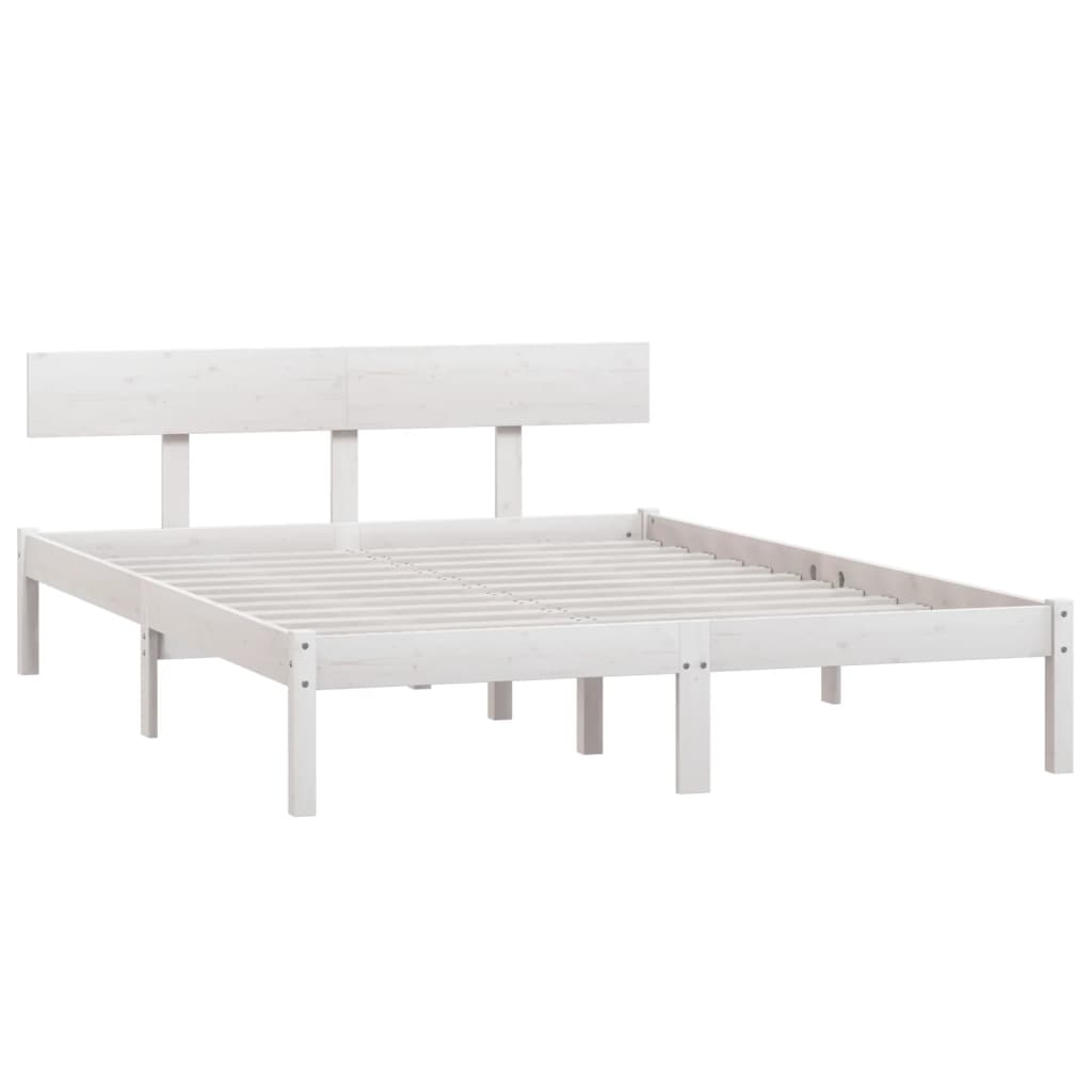 Cadre de lit sans matelas blanc bois de pin massif - XIOS