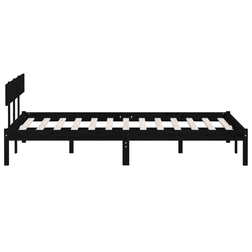 Cadre de lit sans matelas noir bois de pin massif - XIOS