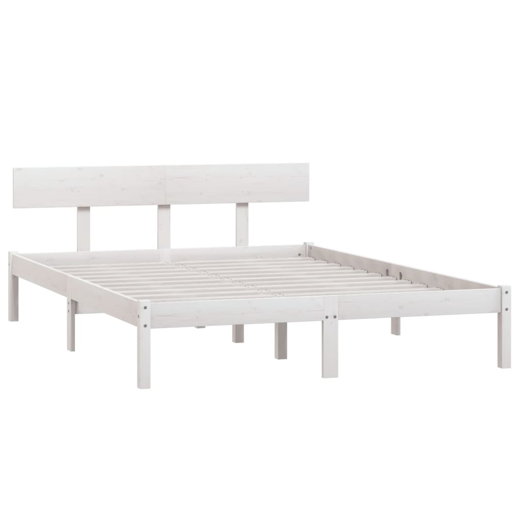 Cadre de lit sans matelas blanc bois massif 140x190 cm - XIOS