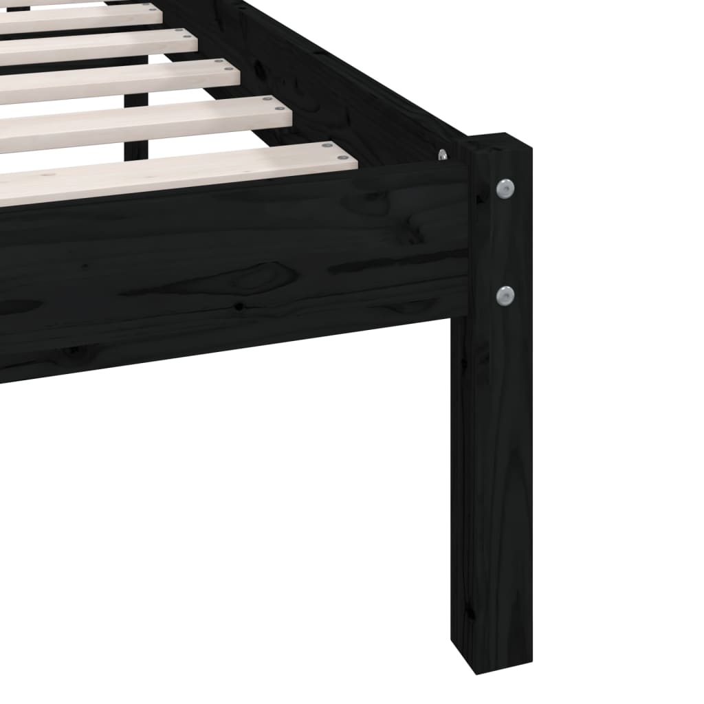 Cadre de lit sans matelas noir bois massif 140x190 cm - XIOS