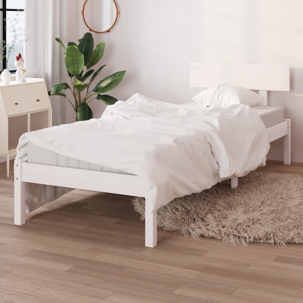 Cadre de lit sans matelas blanc bois massif 90x200 cm - XIOS