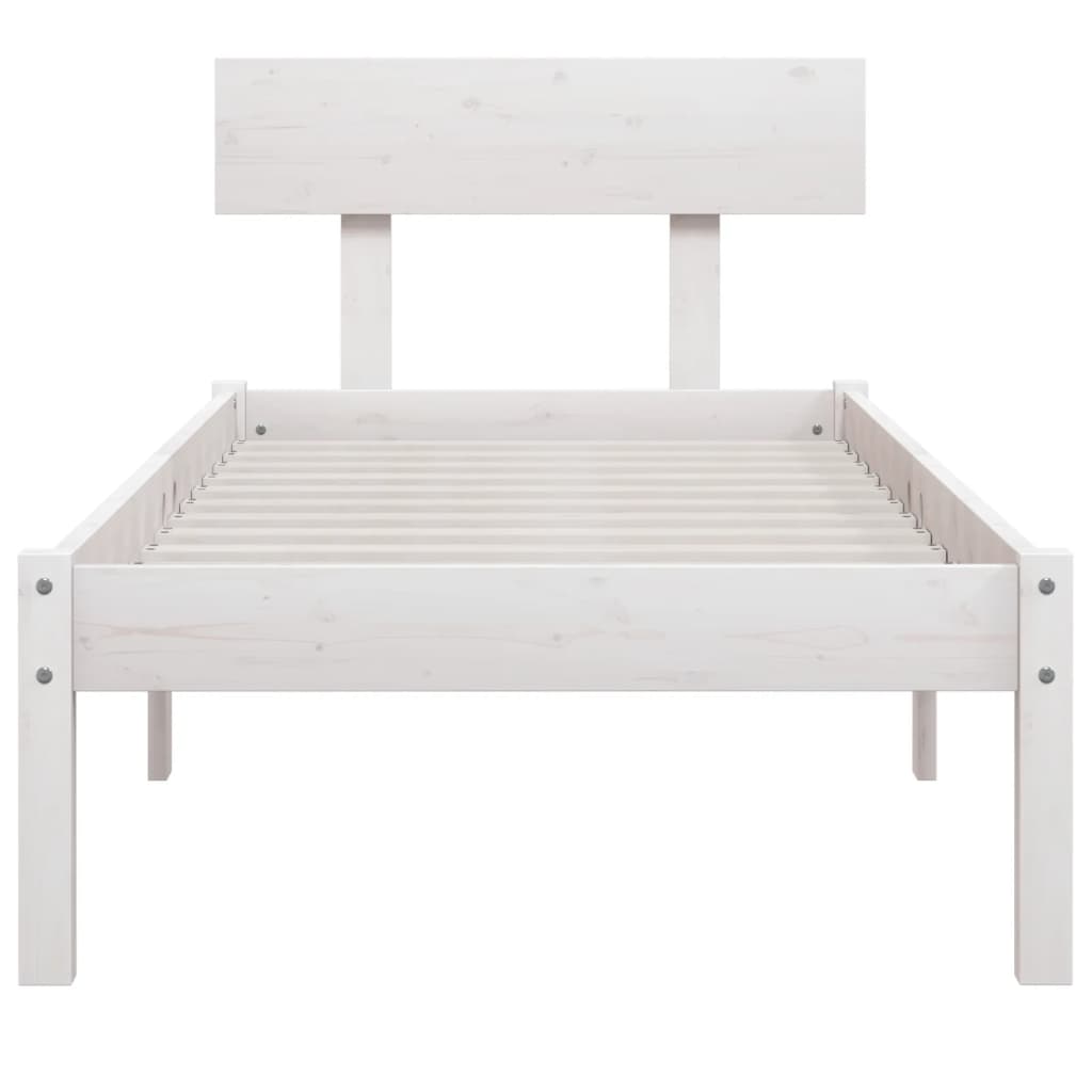 Cadre de lit sans matelas blanc bois massif 100x200 cm - XIOS