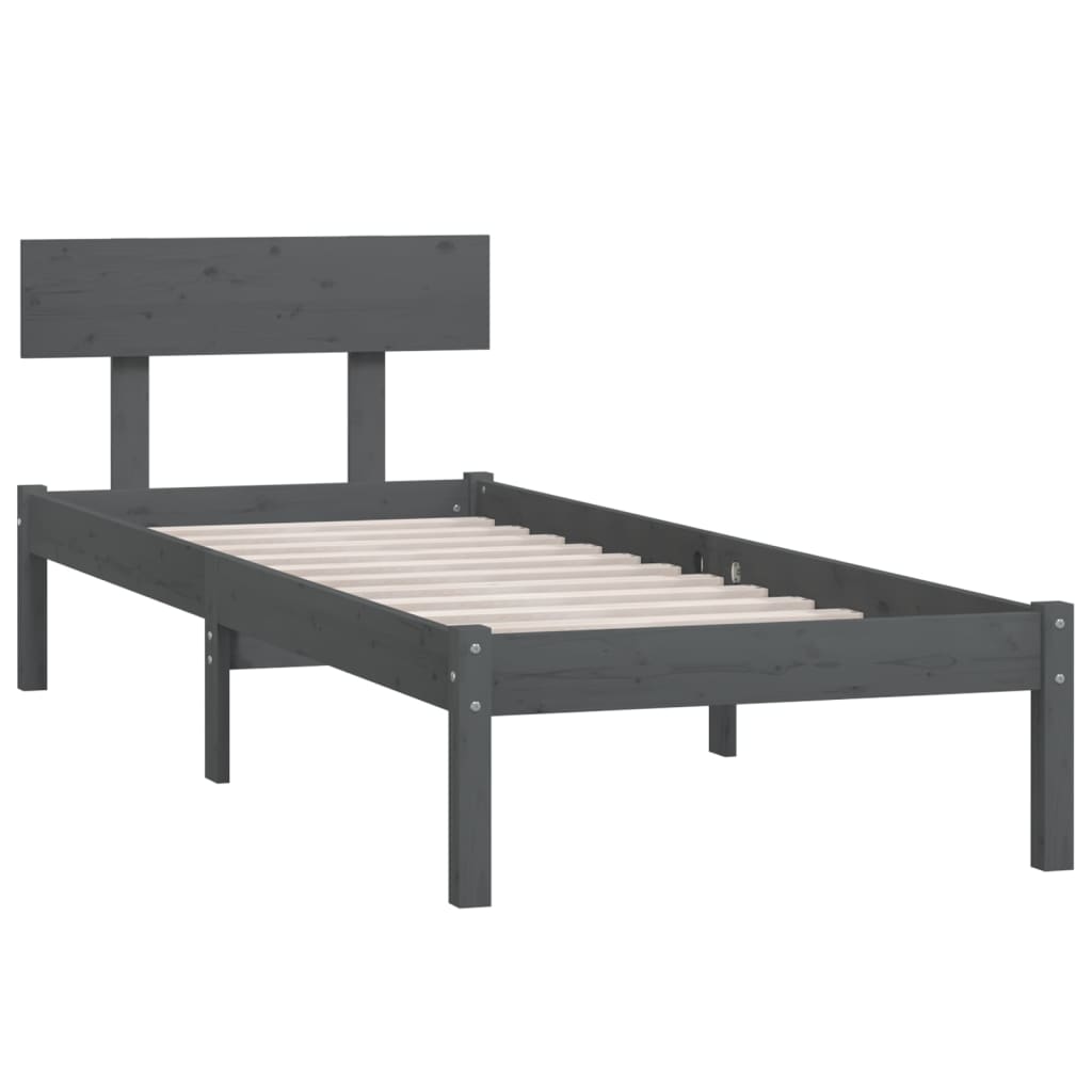 Cadre de lit sans matelas gris bois massif 100x200 cm - XIOS