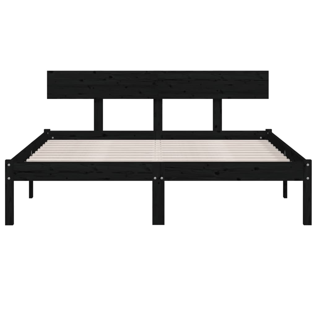 Cadre de lit sans matelas noir bois massif 120x200 cm - XIOS