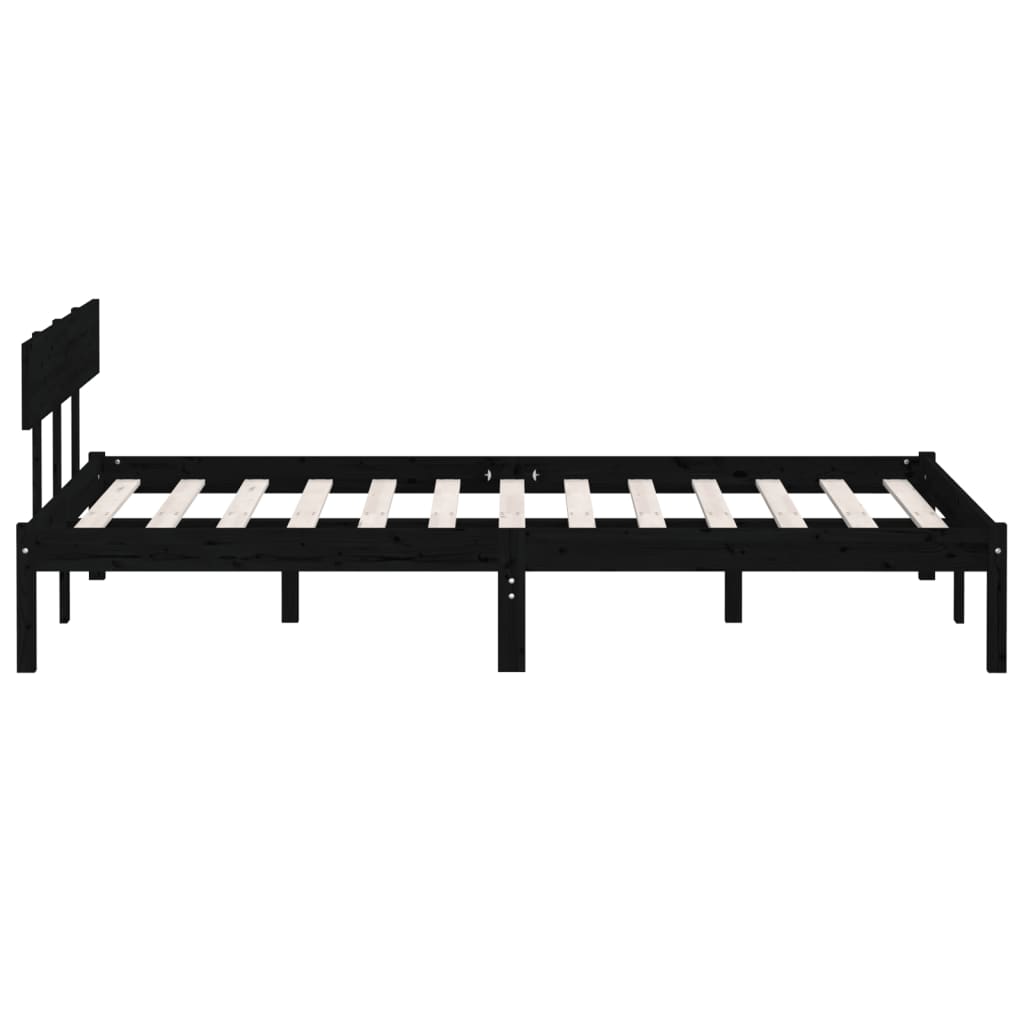 Cadre de lit sans matelas noir bois massif 140x200 cm - XIOS