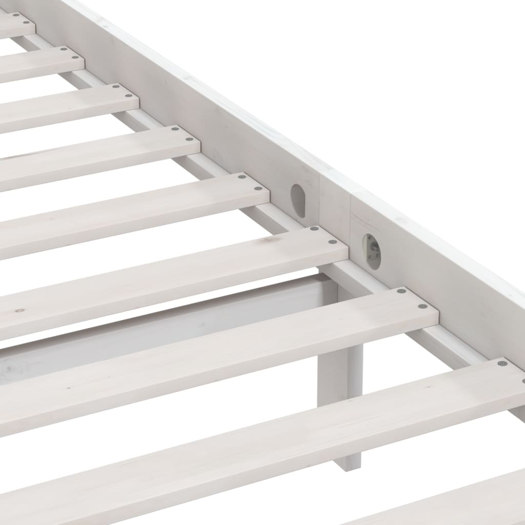 Cadre de lit sans matelas blanc bois de pin massif - XIOS