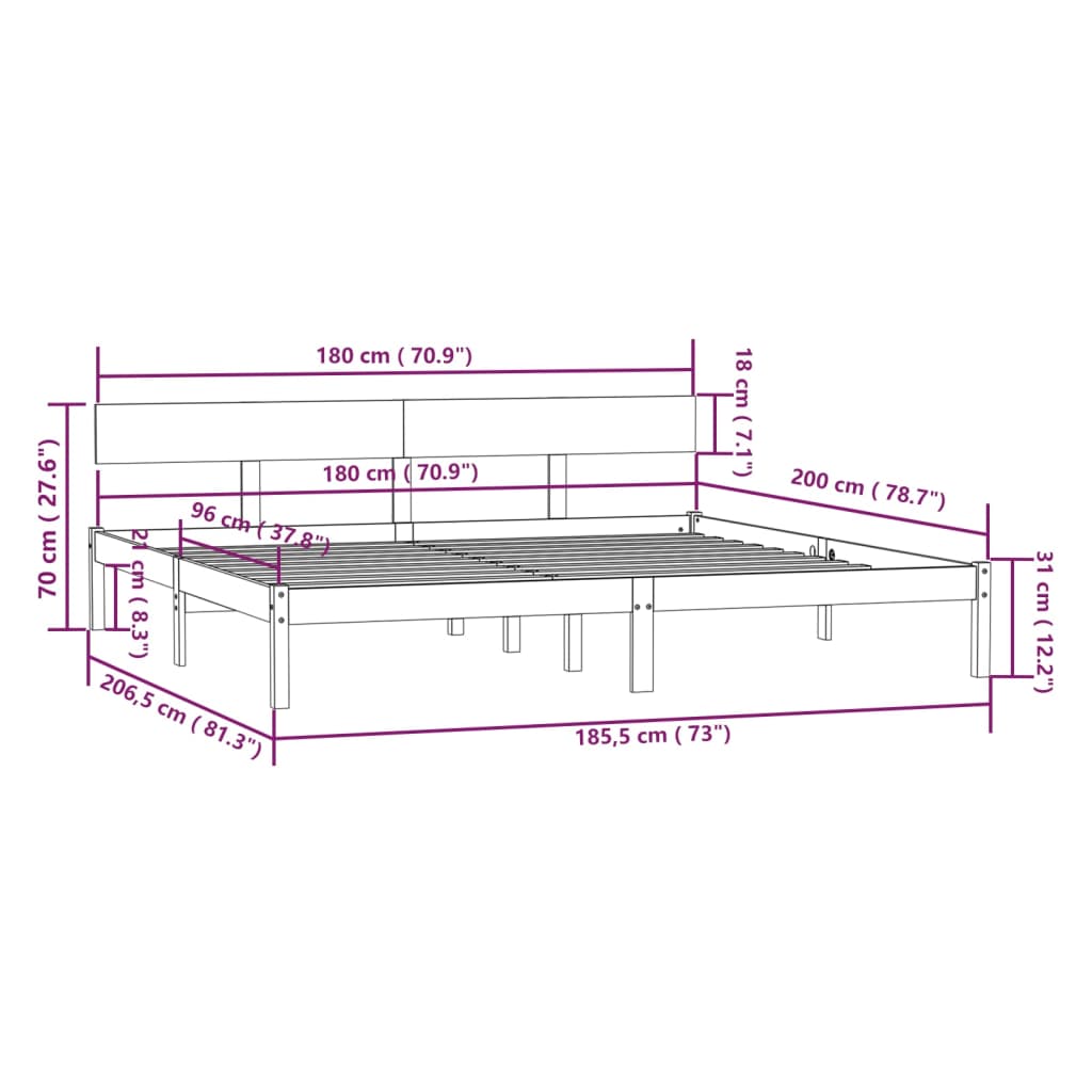 Cadre de lit sans matelas bois massif - XIOS