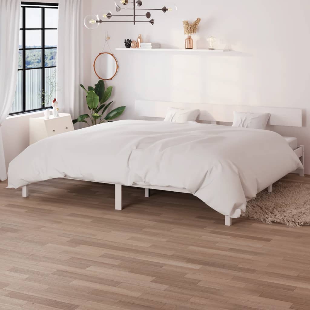 Cadre de lit sans matelas blanc bois massif - XIOS