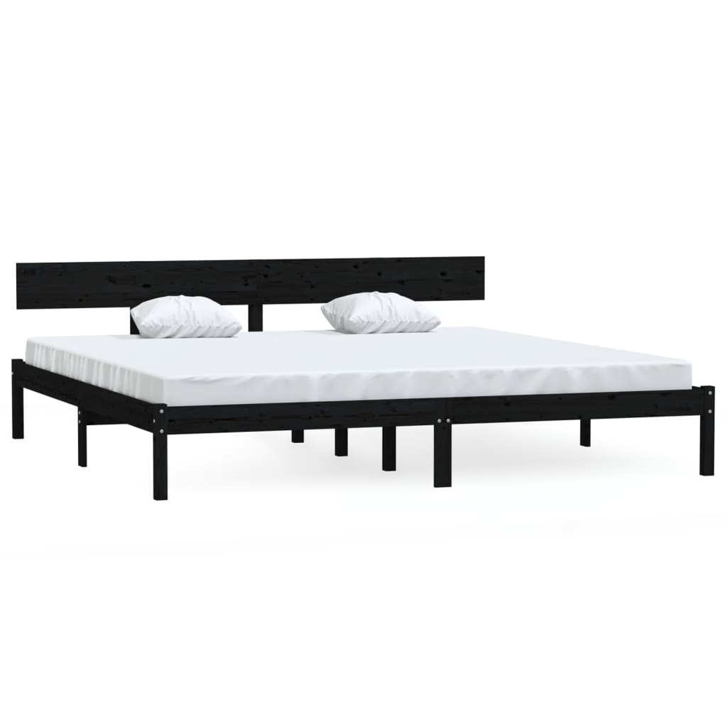 Cadre de lit sans matelas noir bois massif - XIOS