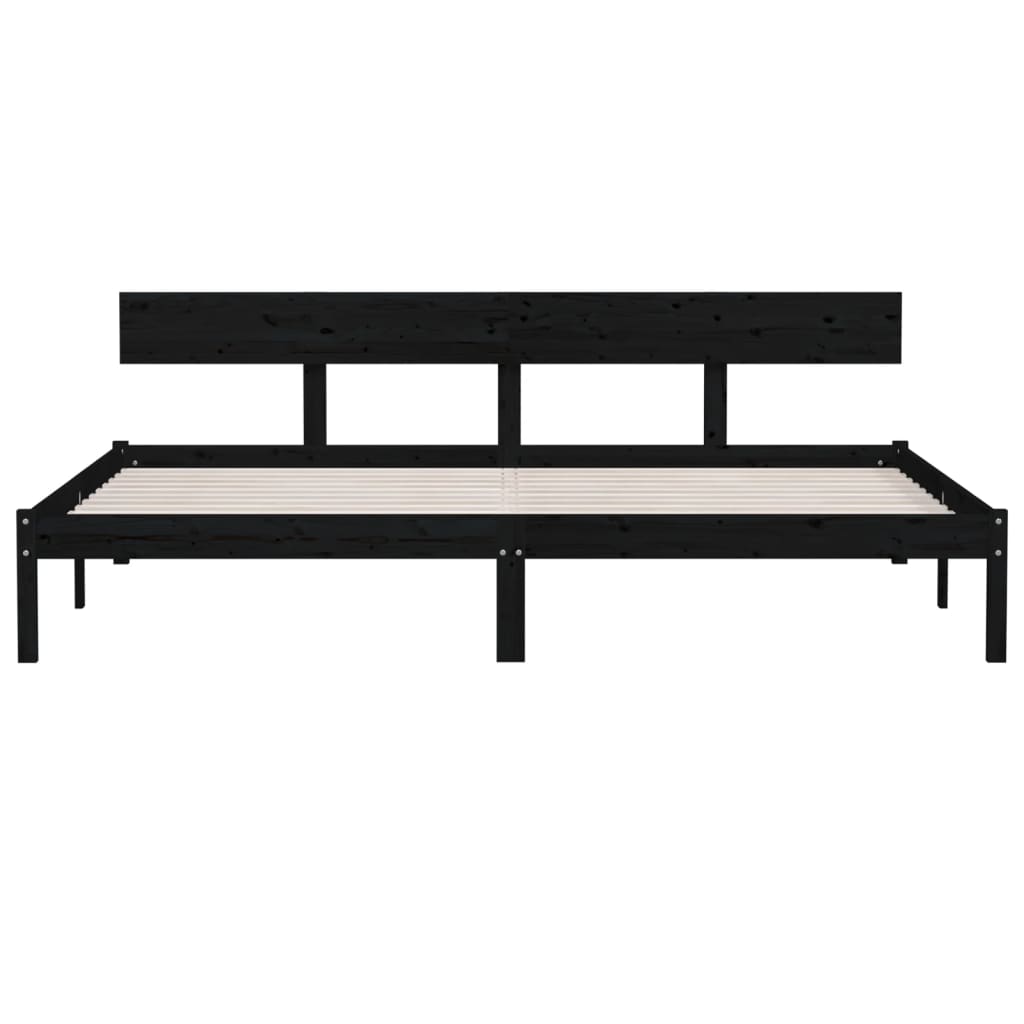 Cadre de lit sans matelas noir bois massif - XIOS