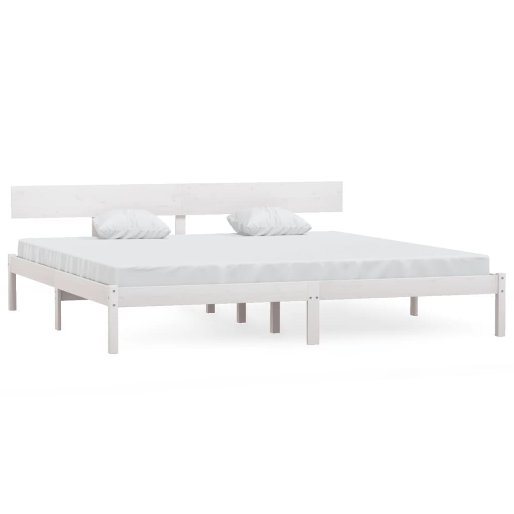 Cadre de lit sans matelas blanc bois massif 200x200 cm - XIOS