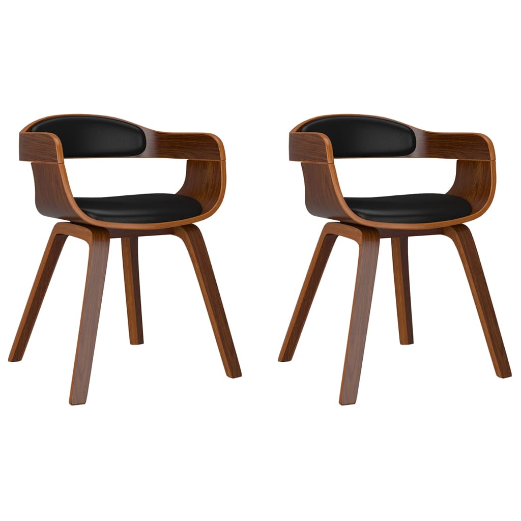 Chaises à manger lot de 2 noir bois courbé et similicuir - XIOS