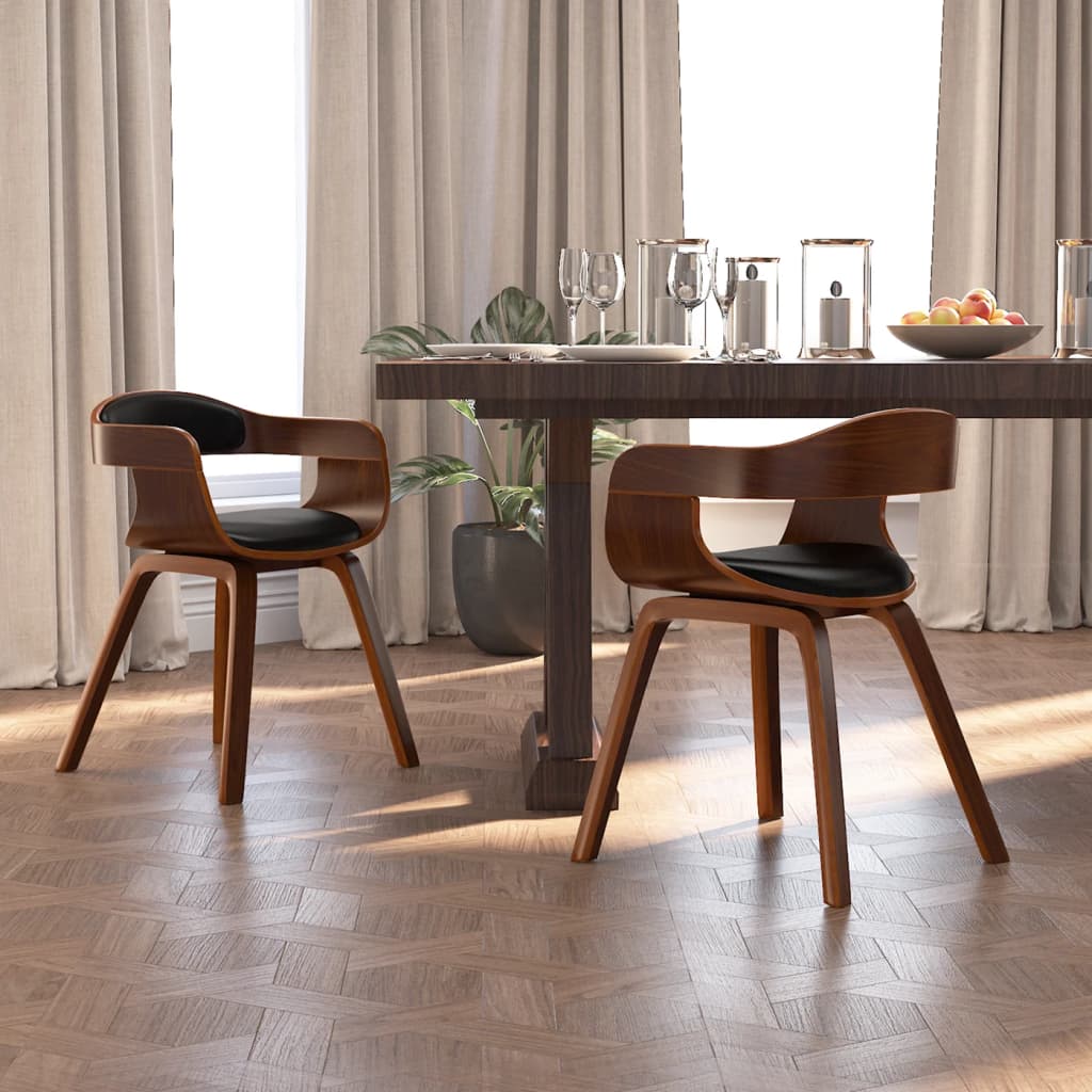Chaises à manger lot de 2 noir bois courbé et similicuir - XIOS