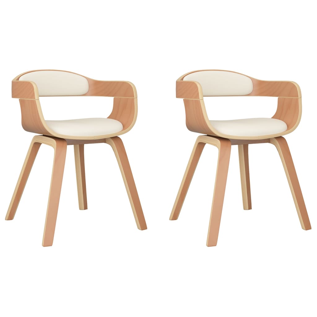 Chaises à manger lot de 2 crème similicuir et bois courbé - XIOS