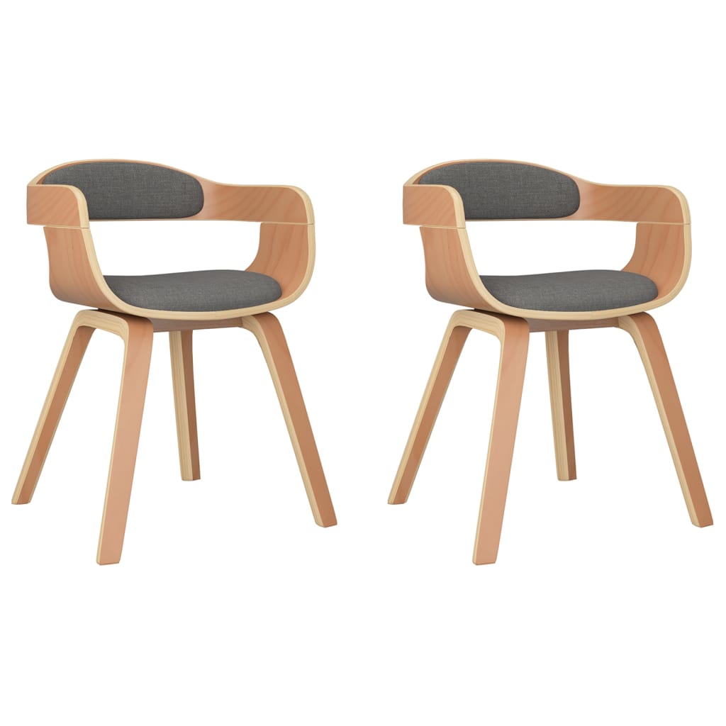 Chaise à manger lot de 2 gris clair bois courbé et tissu - XIOS