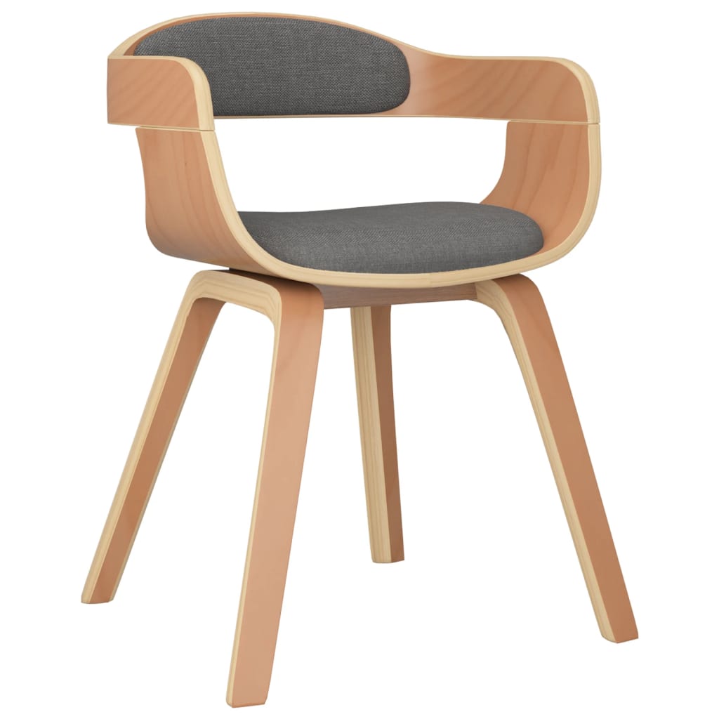 Chaise à manger lot de 2 gris clair bois courbé et tissu - XIOS