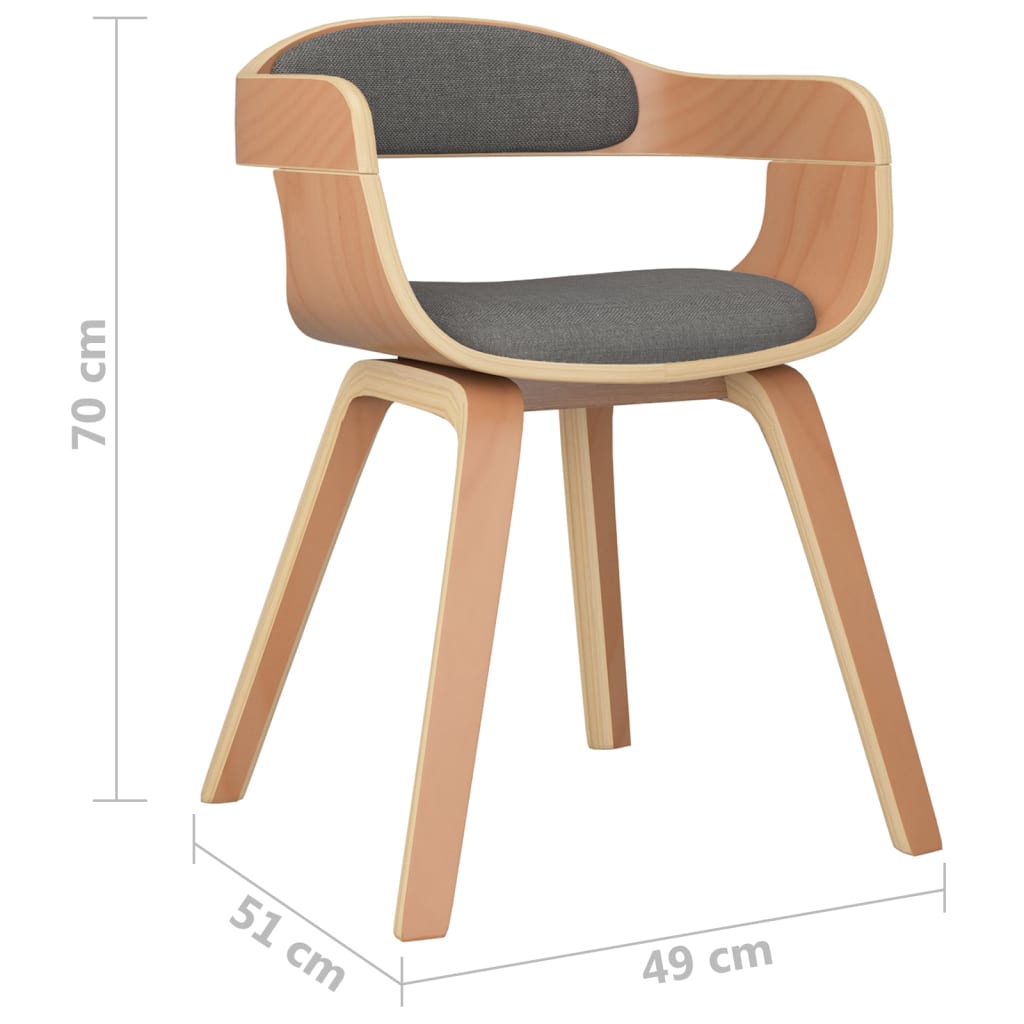 Chaise à manger lot de 2 gris clair bois courbé et tissu - XIOS