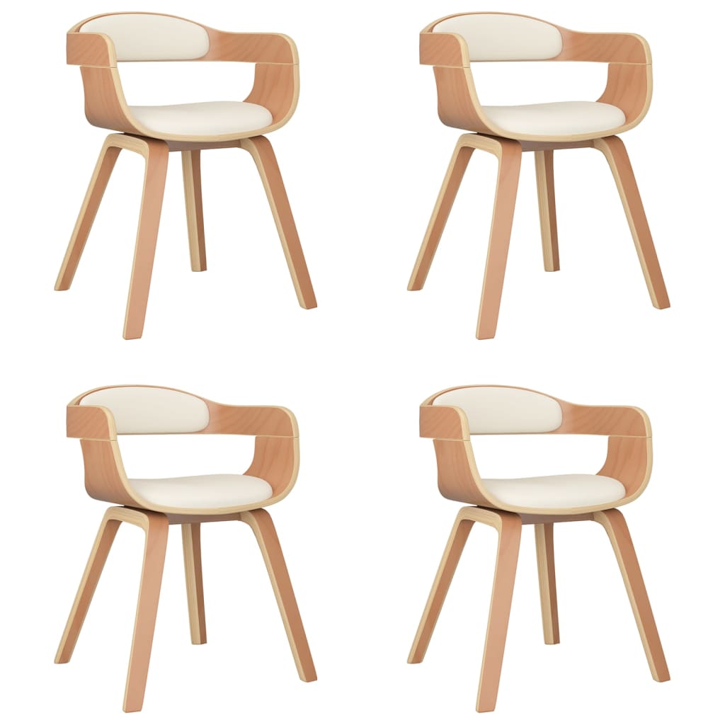 Chaises à manger lot de 4 crème similicuir et bois courbé - XIOS