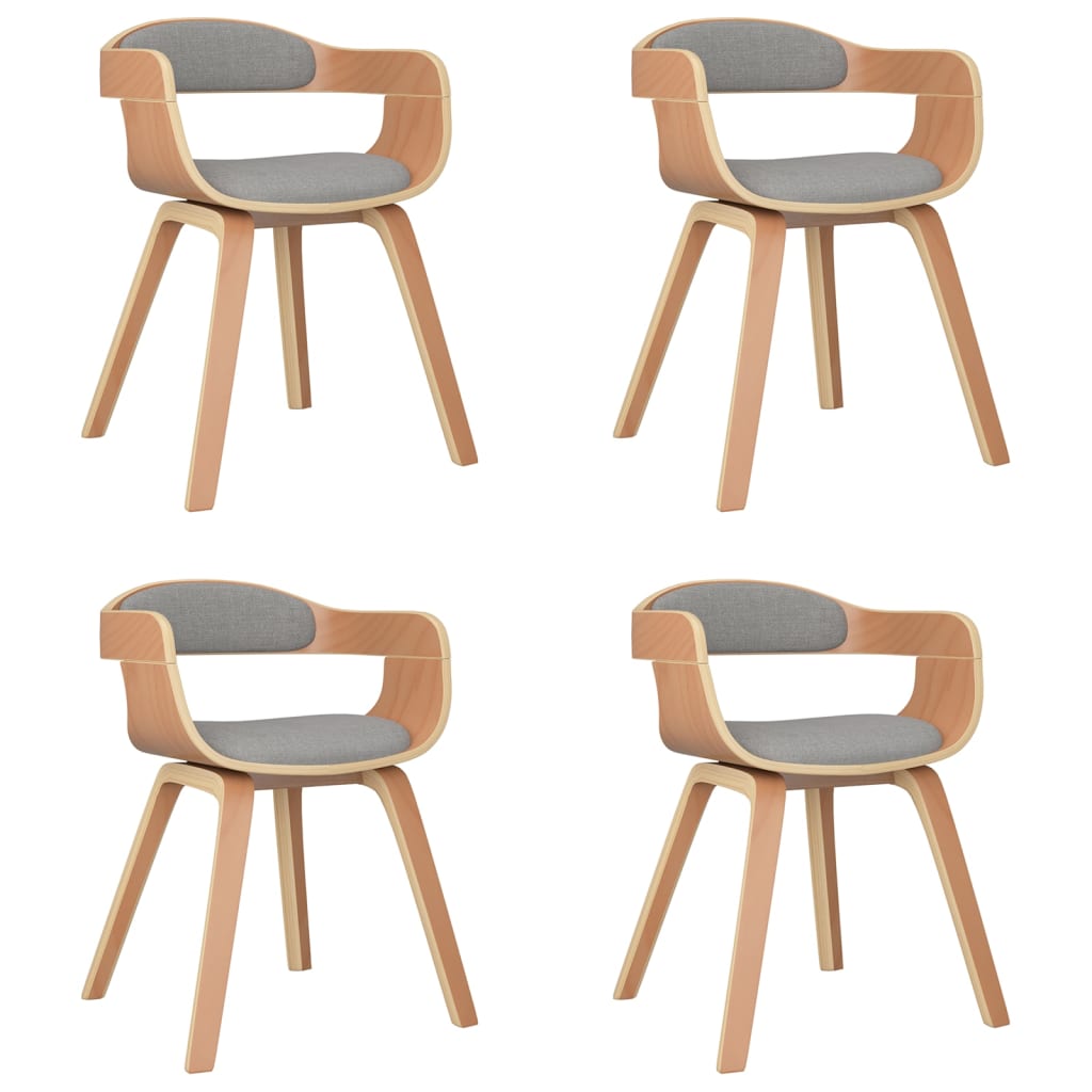Chaises de salle à manger 4 pcs taupe bois courbé et tissu - XIOS