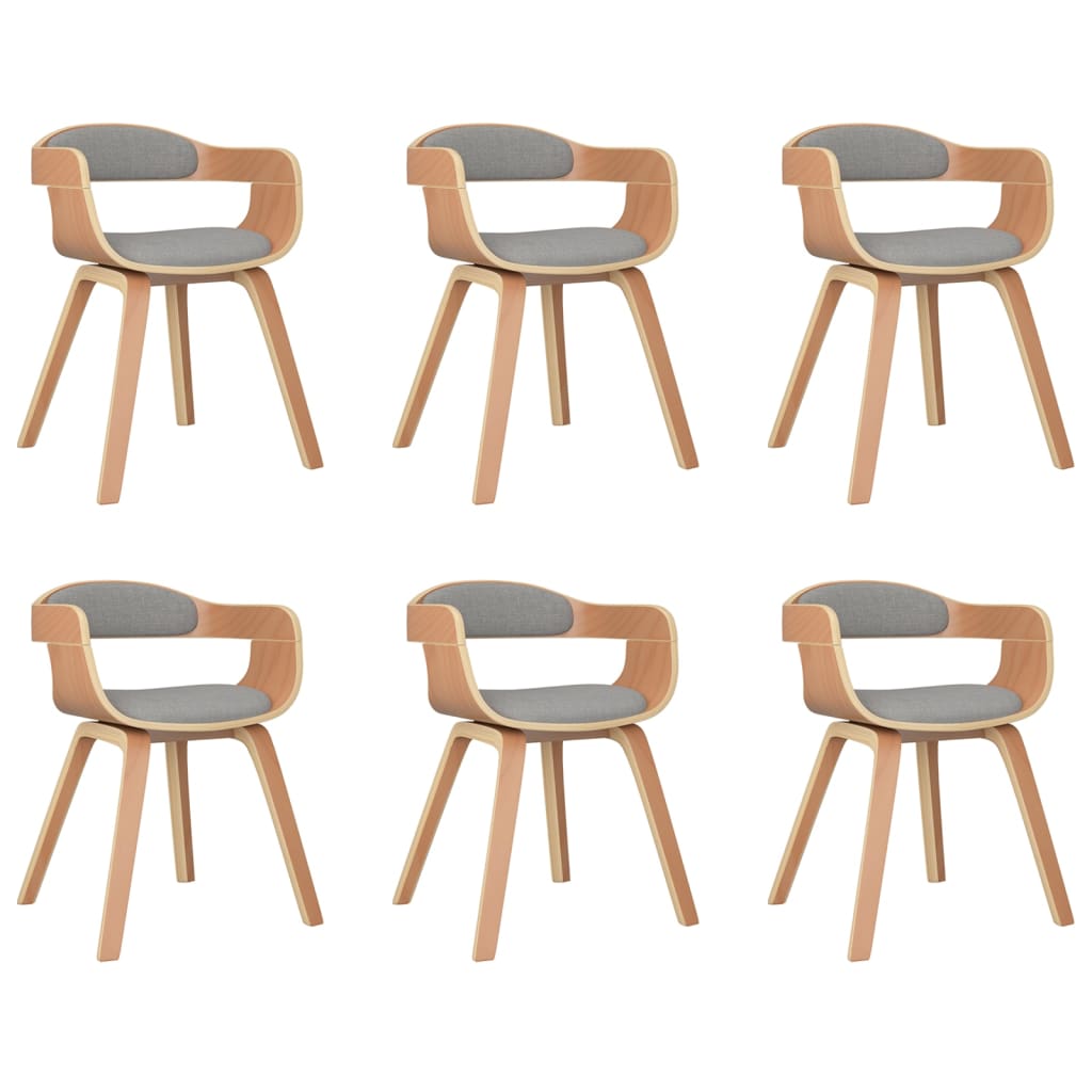 Chaises de salle à manger 6 pcs taupe bois courbé et tissu - XIOS