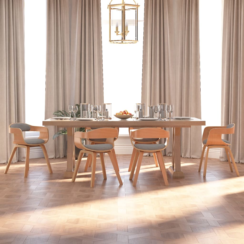 Chaises de salle à manger 6 pcs taupe bois courbé et tissu - XIOS
