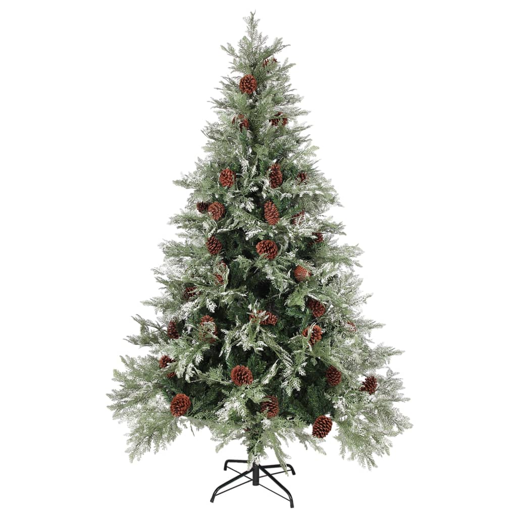 Sapin de Noël avec pommes de pin Vert et blanc 120 cm PVC et PE
