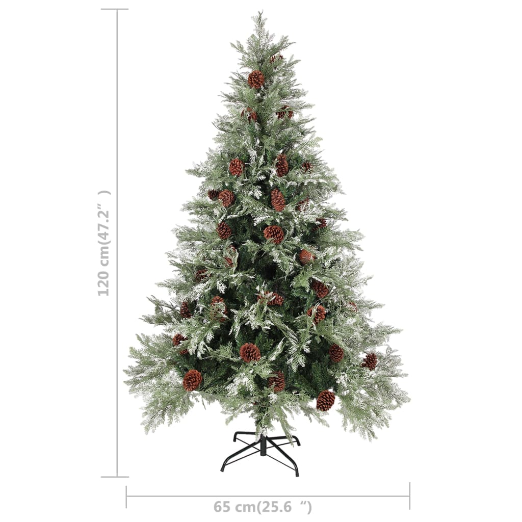 Sapin de Noël avec pommes de pin Vert et blanc 120 cm PVC et PE