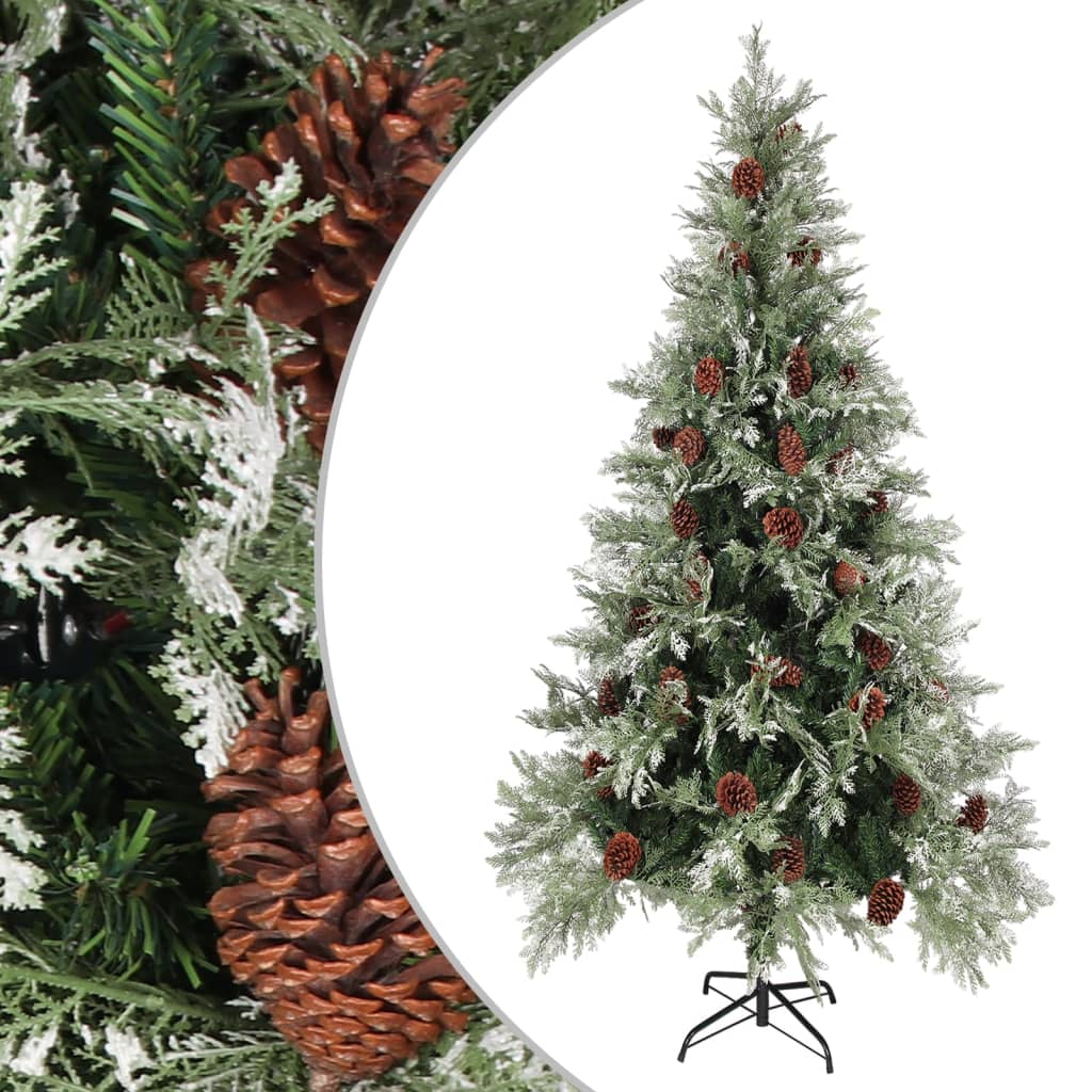 Sapin de Noël avec pommes de pin Vert et blanc 225 cm PVC et PE - XIOS