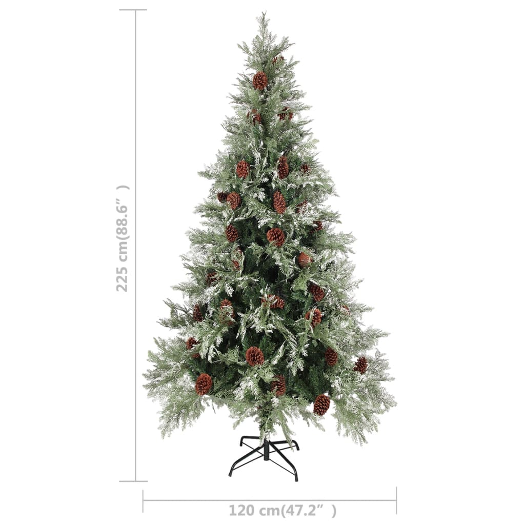 Sapin de Noël avec pommes de pin Vert et blanc 225 cm PVC et PE - XIOS