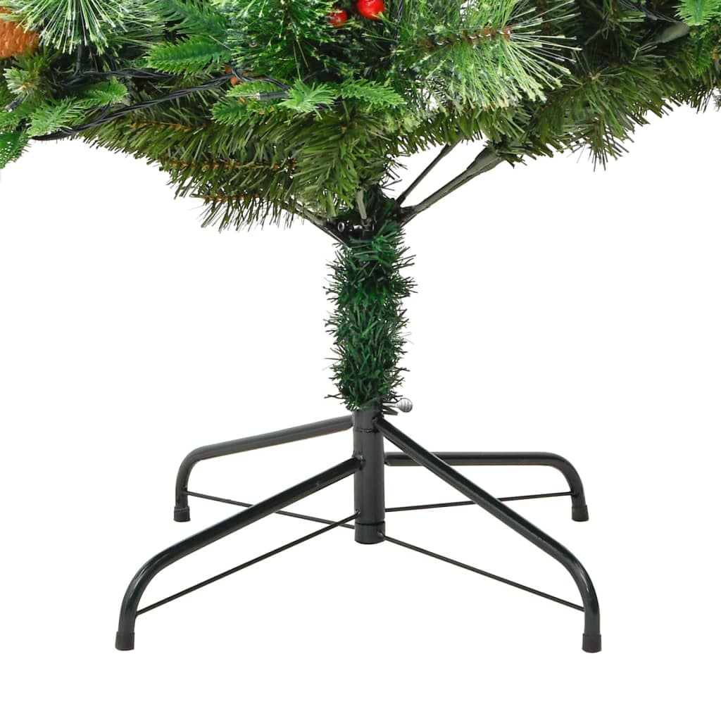 Sapin de Noël pré-éclairé et pommes de pin vert 195cm PVC et PE - XIOS
