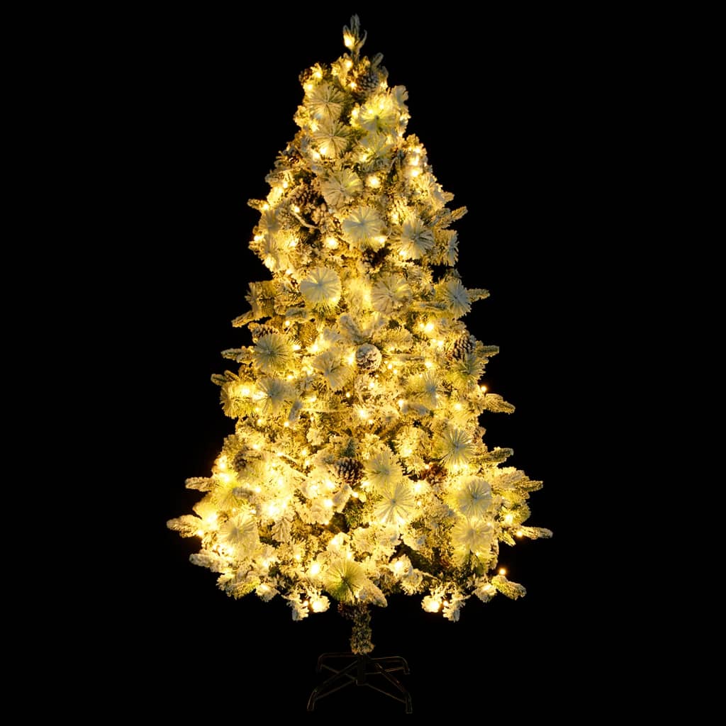 Sapin de Noël pré-éclairé avec neige floquée/cônes 195cm PVC/PE - XIOS
