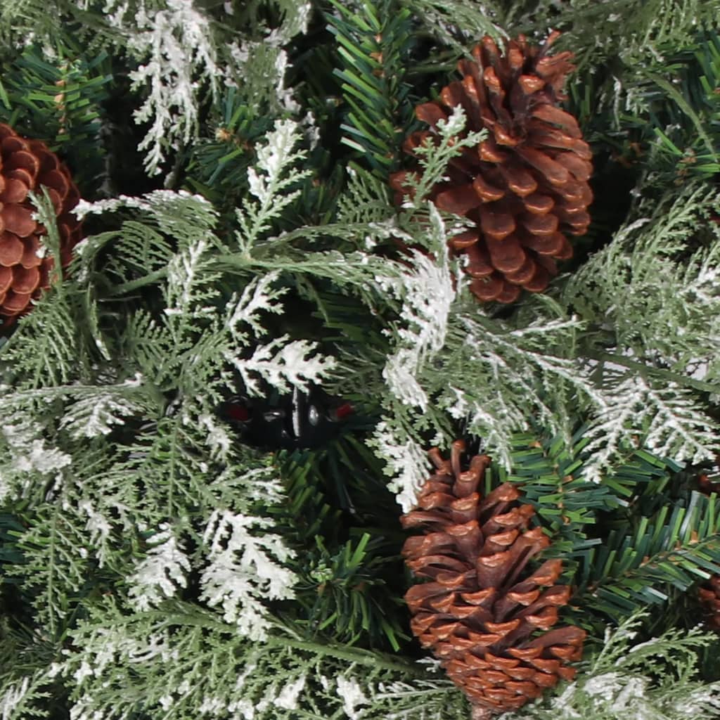 Sapin de Noël pré-éclairé pommes de pin vert blanc 225cm PVC PE - XIOS