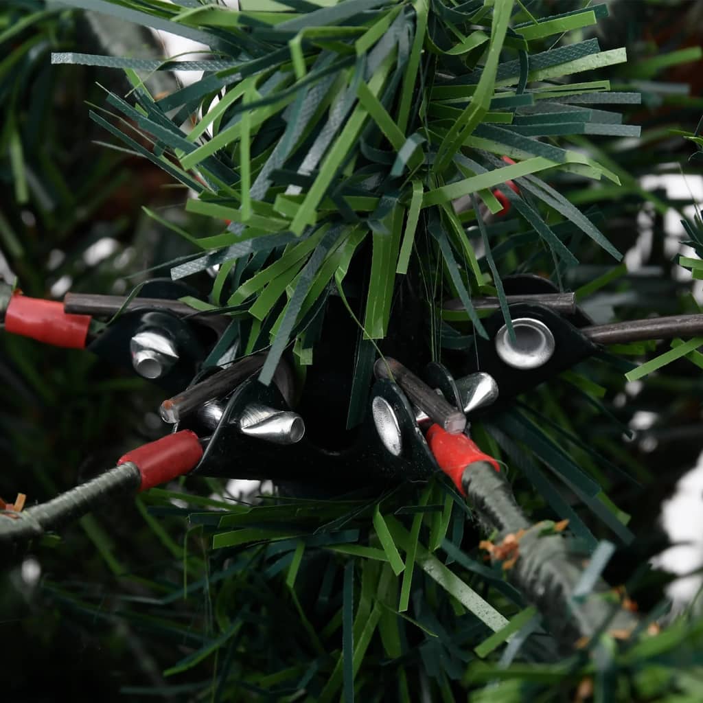 Sapin de Noël pré-éclairé pommes de pin vert blanc 225cm PVC PE - XIOS