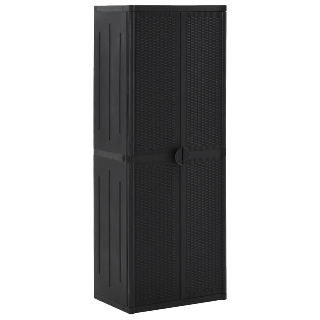Armoire de rangement de jardin Noir 65x45x172 cm PP Rotin - XIOS