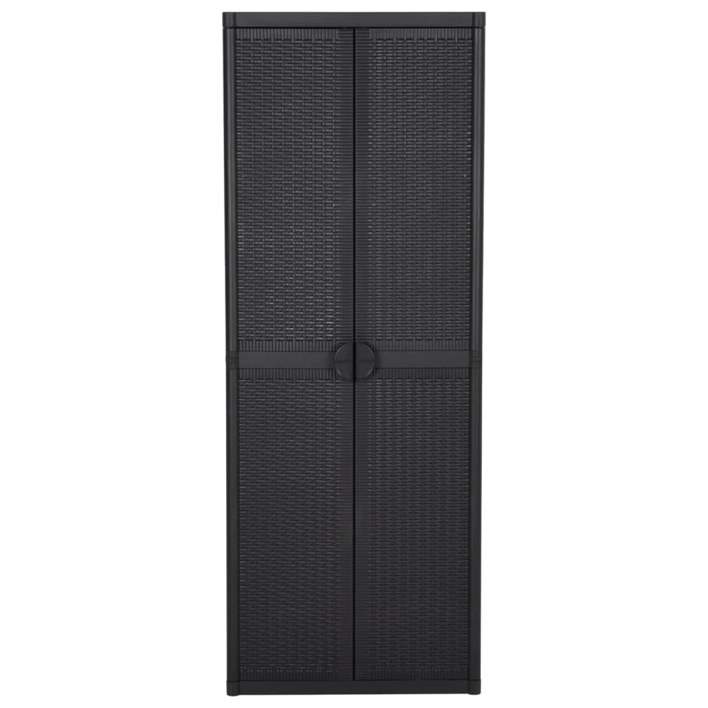 Armoire de rangement de jardin Noir 65x45x172 cm PP Rotin - XIOS