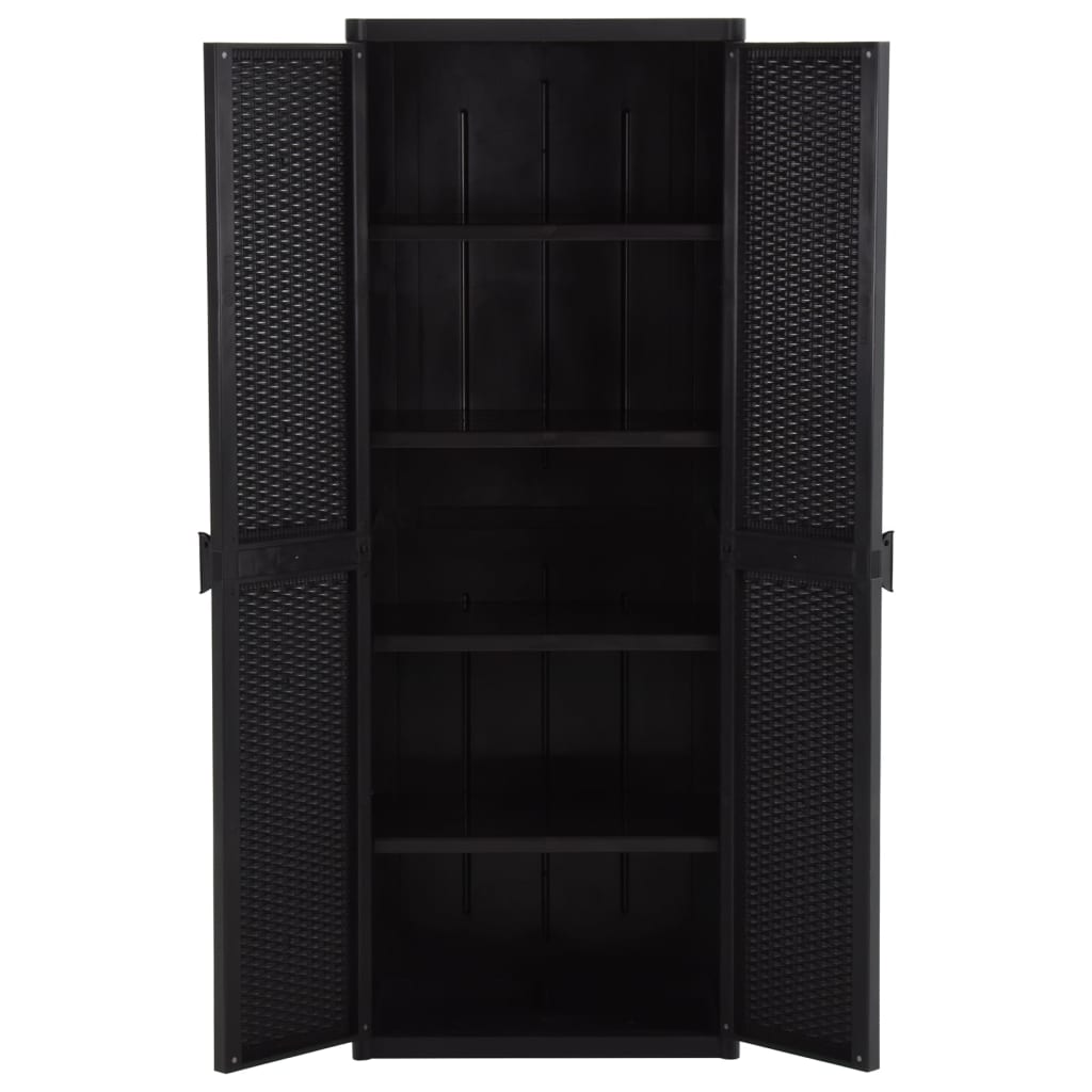Armoire de rangement de jardin Noir 65x45x172 cm PP Rotin - XIOS