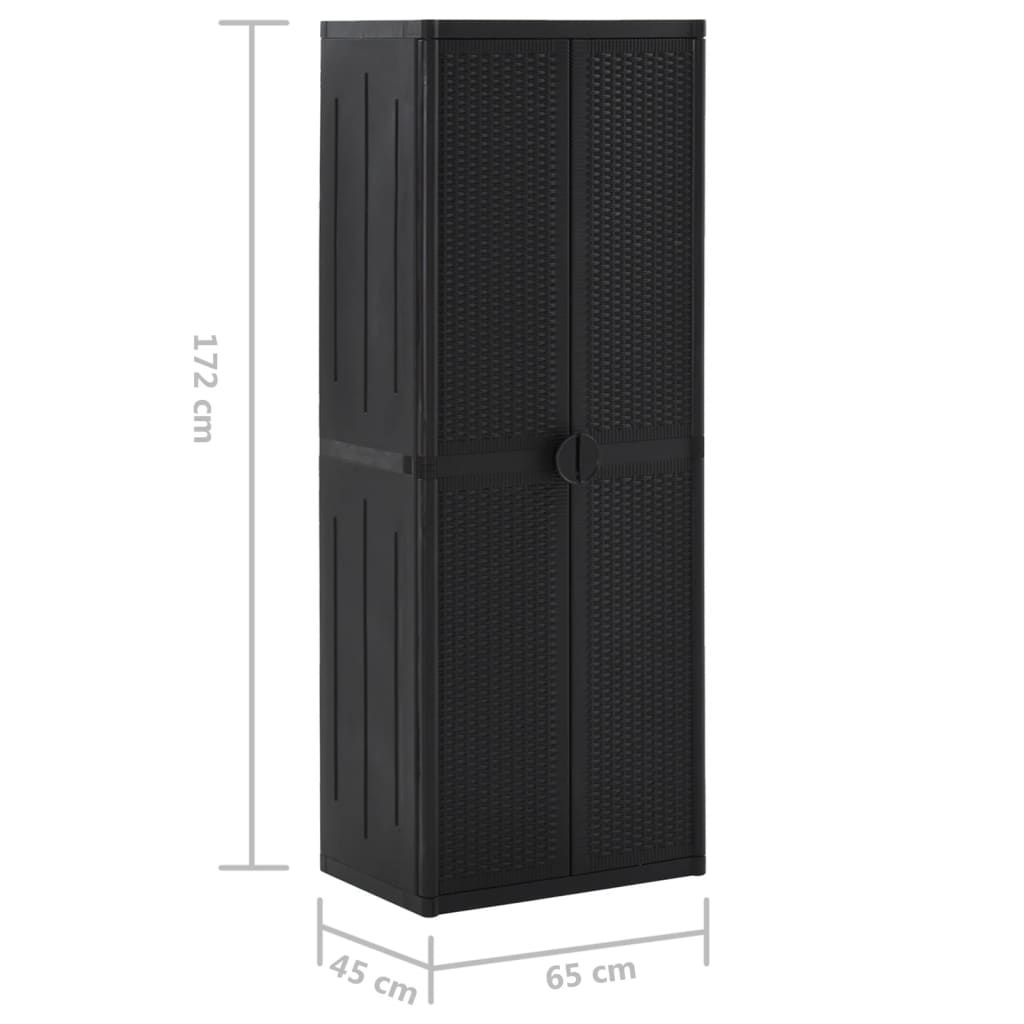 Armoire de rangement de jardin Noir 65x45x172 cm PP Rotin - XIOS