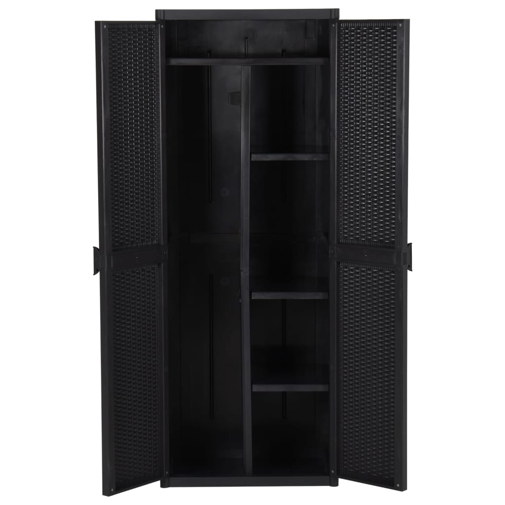 Armoire de rangement de jardin Noir 65x45x172 cm PP Rotin - XIOS