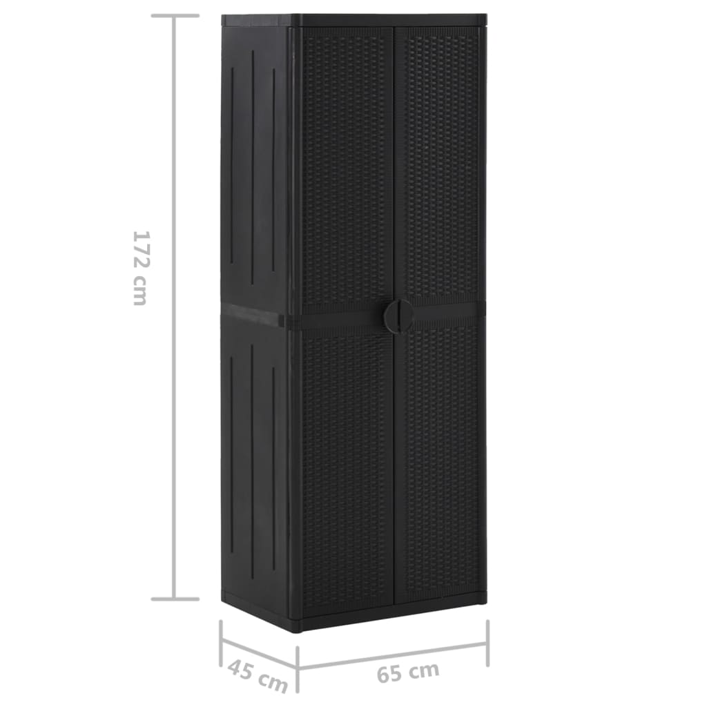 Armoire de rangement de jardin Noir 65x45x172 cm PP Rotin - XIOS
