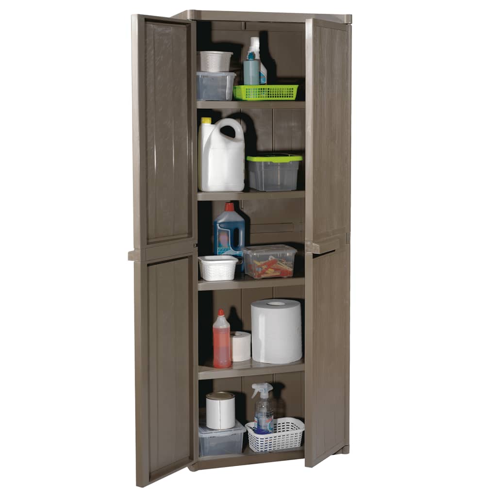 Armoire de rangement jardin Marron 65x45x172 cm PP Aspect bois - XIOS
